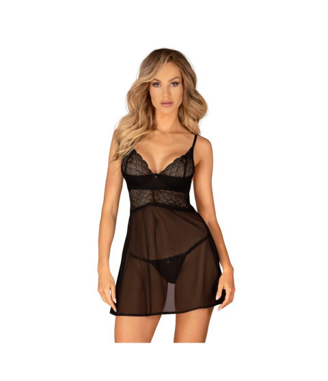 Chemeris babydoll et String - Noire